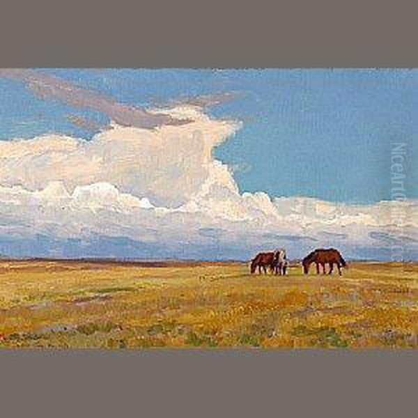 Clouds And Prairie Oil Painting by Maynard Dixon