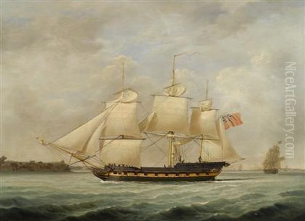 An East Indiaman Off Southampton Water Oil Painting by Robert Dodd