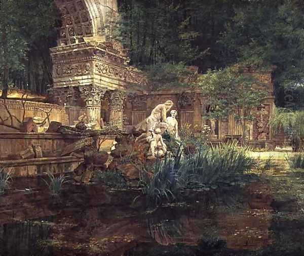 The Roman Ruins in the Gardens of Schonbrunn Palace Oil Painting by Ferdinand Georg Waldmuller