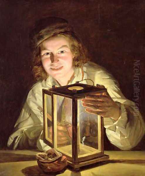 The Young Stableboy with a Stable Lamp, 1824 Oil Painting by Ferdinand Georg Waldmuller