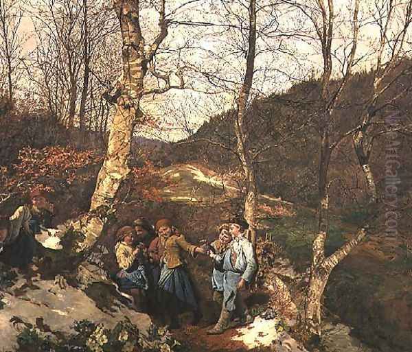 Early Spring in the Vienna Woods Oil Painting by Ferdinand Georg Waldmuller