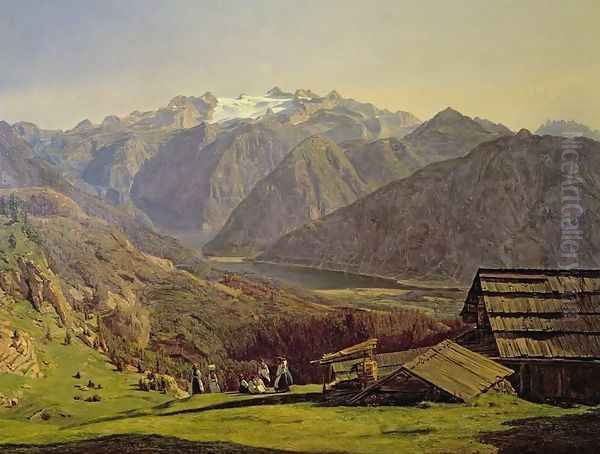 Hallstatter-See Oil Painting by Ferdinand Georg Waldmuller