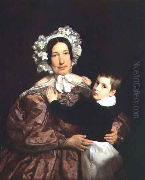 Frau Lindner with her son, 1836 Oil Painting by Ferdinand Georg Waldmuller