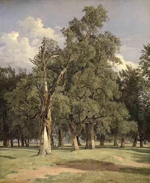 Elm trees in Prater, 1831 Oil Painting by Ferdinand Georg Waldmuller