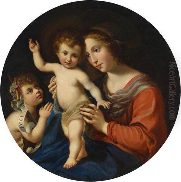 The Virgin And Child With The Infant Baptist Oil Painting by Carlo Dolci