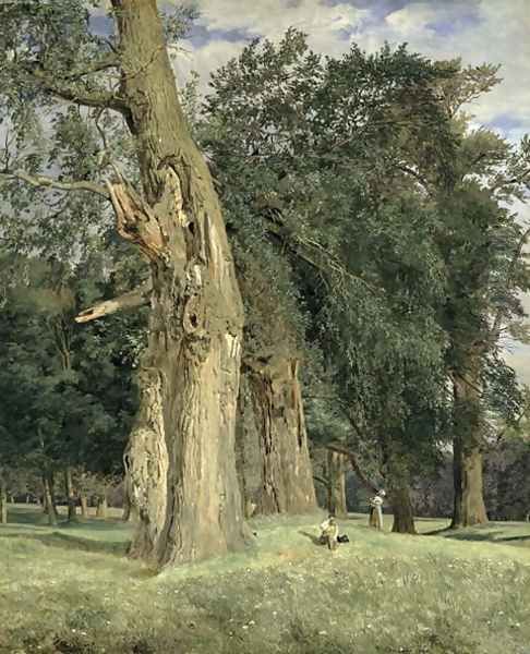 Old elms in Prater, 1831 Oil Painting by Ferdinand Georg Waldmuller