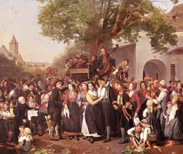 The Wedding Oil Painting by Ferdinand Georg Waldmuller