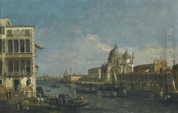 Venice, A View Of The Entrance 
To The Grand Canal, Looking East, With Santa Maria Della Salute Oil Painting by Apollonio Domenichini