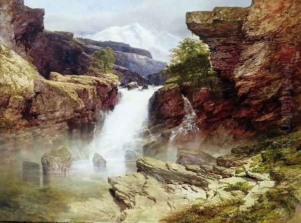 A Rocky Torrent Oil Painting by William West