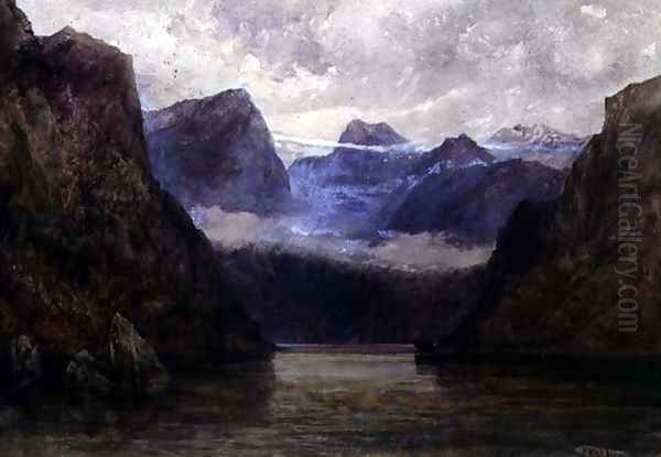 Romsdal Fjord at Midnight, 1847 Oil Painting by William West