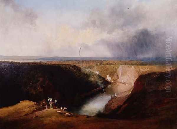 View of the Avon Gorge from Observatory Hill, c.1830 Oil Painting by William West