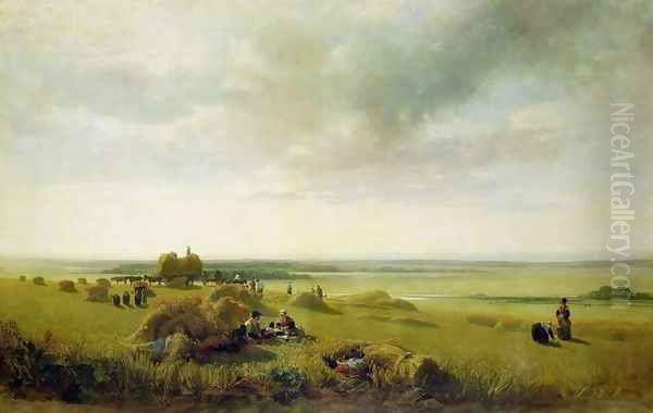 A Corn Field Oil Painting by Peter de Wint