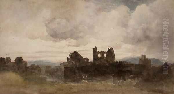 Caerphilly Castle Oil Painting by Peter de Wint