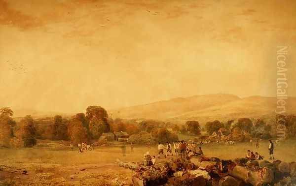 The Cricketers Oil Painting by Peter de Wint