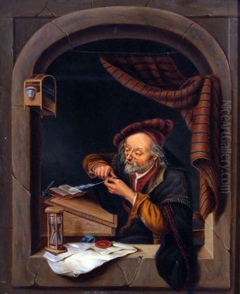 Scribe By A Window Oil Painting by Gerrit Dou