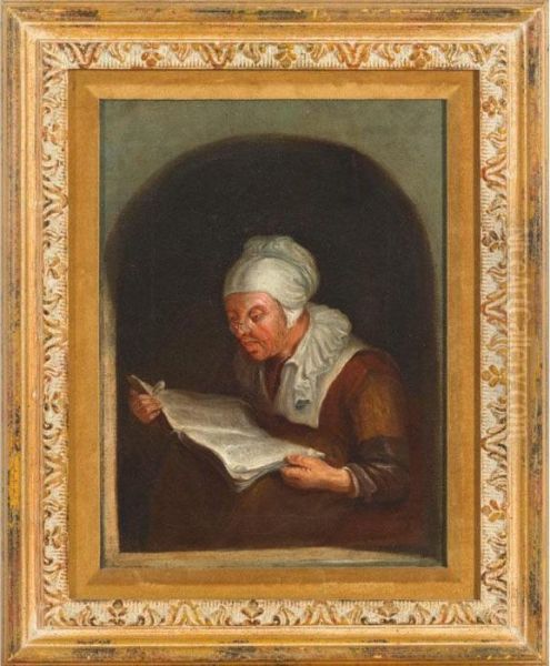 Dutch Maid Reading In A Niche Oil Painting by Gerrit Dou