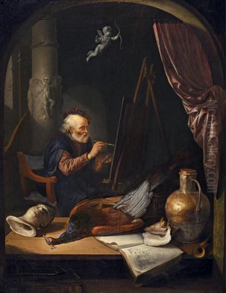 Alter Maler In Seinem Atelier Oil Painting by Gerrit Dou