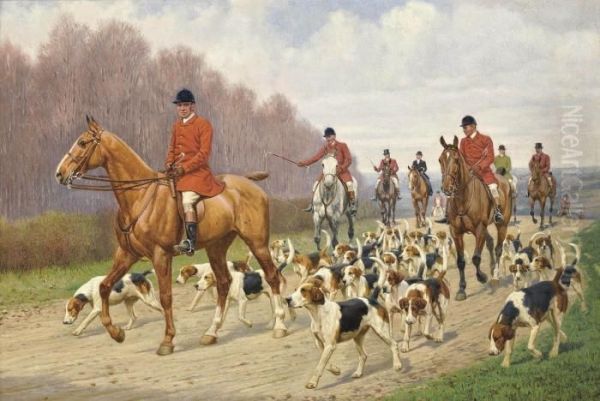 The Hunt Moving Off Oil Painting by Edward Algernon Stuart Douglas