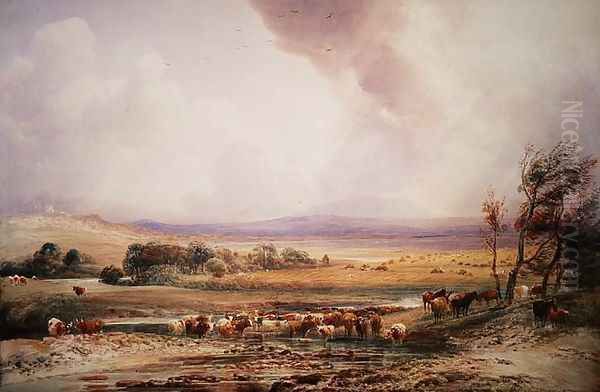 On the River Lowther Oil Painting by Peter de Wint