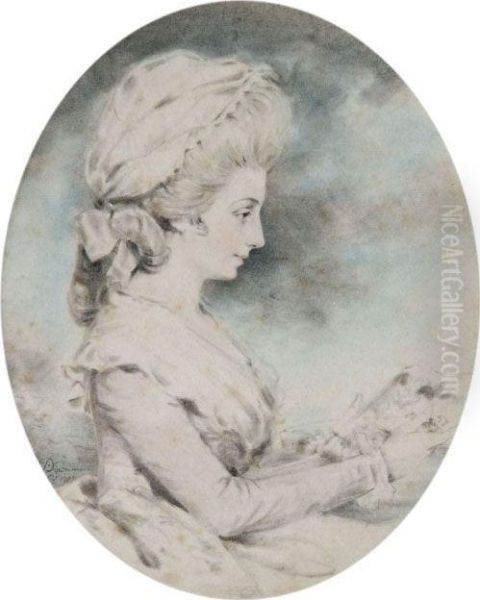 Portrait De Madame Fortescue De Profil Vers La Droite Oil Painting by John Downman