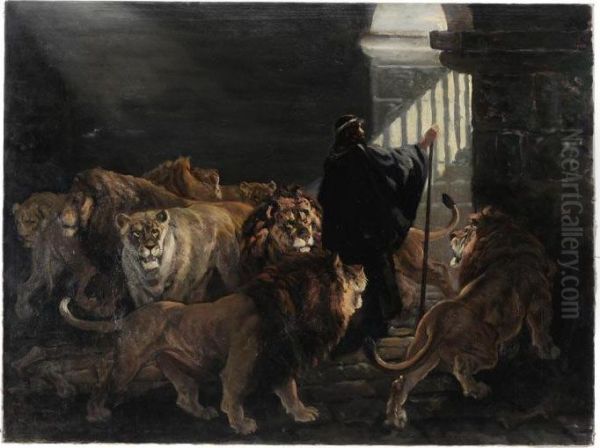 Daniel In The Lion's Den Oil Painting by William Henry Drake