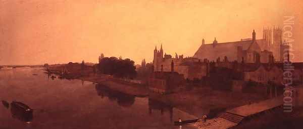 Westminster Abbey and Hall and Old Houses of Parliament Oil Painting by Peter de Wint