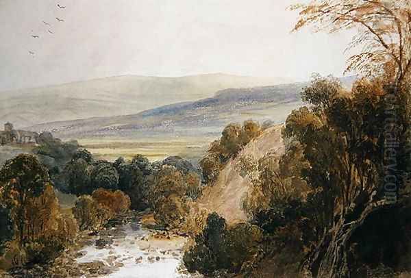 A View on the River Wharfe, near Bolton, Yorkshire Oil Painting by Peter de Wint