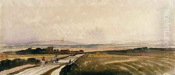 A Yorkshire Road Oil Painting by Peter de Wint