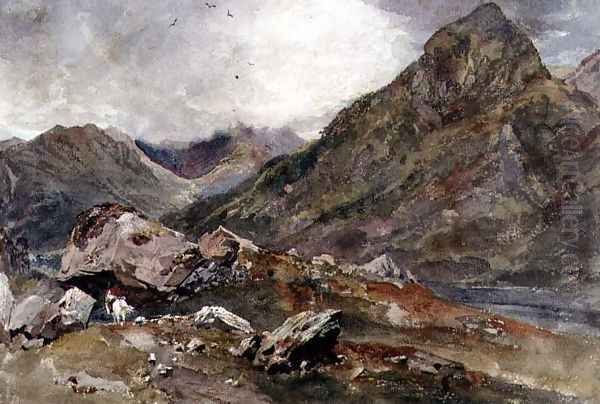 The Bowder Stone, Borrowdale Oil Painting by Peter de Wint