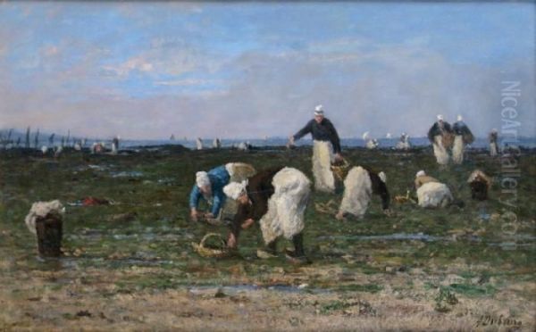 Les Ramasseuses En Bord De Mer Oil Painting by Louis Alexandre Dubourg