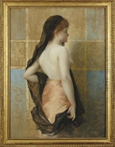 Jeune Femme Vue De Dos Oil Painting by Edouard-Marie-Guillaume Dubufe