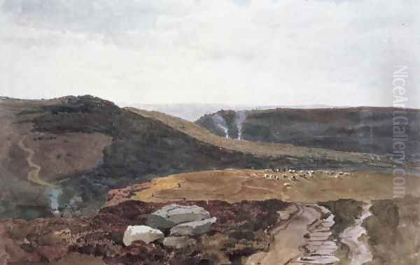 Yorkshire Fells, c.1840 Oil Painting by Peter de Wint