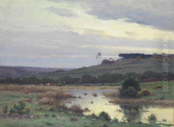 Landscape With A Pond Oil Painting by Eugene Gustav Ducker