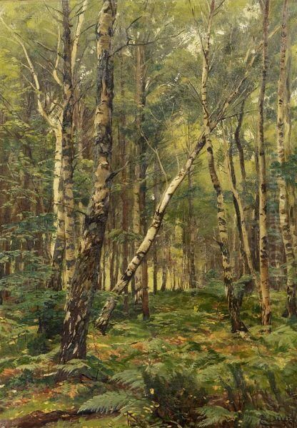 Birch Forest Oil Painting by Eugene Gustav Ducker