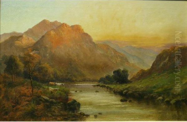 A Scottish Highland Scene Oil Painting by Jack Ducker