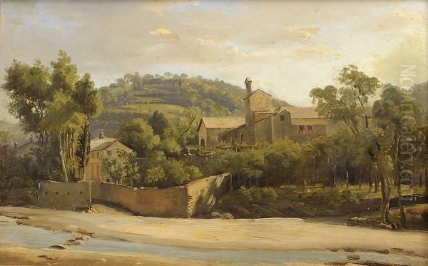 Eglise De Village En Saone Et Loire Oil Painting by Jean-Antoine Duclaux