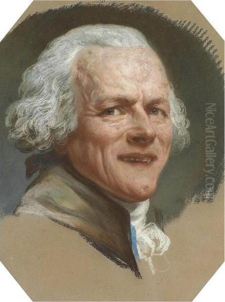 Self Portrait, Bust-length, Grinning At The Viewer Oil Painting by Joseph Ducreux