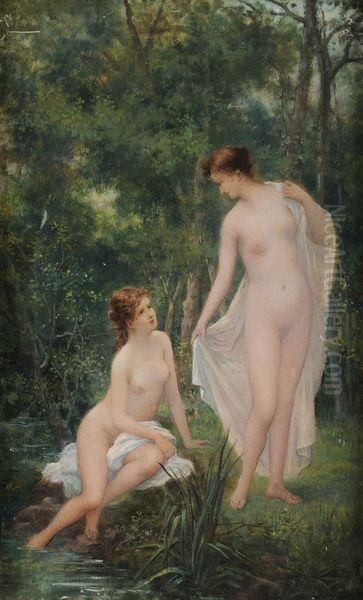 Jeunes Baigneuses Oil Painting by Clementine Helene Dufau