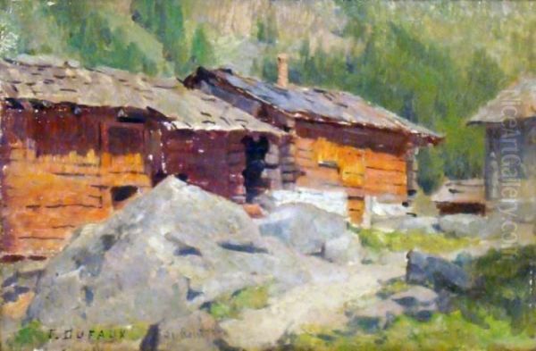 Maisons De Montagne En Suisse Oil Painting by Frederic Dufaux