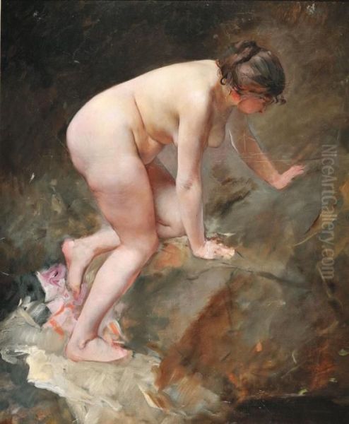 Femme Nue De Profil Au Bord De La Source by Frederic Dufaux