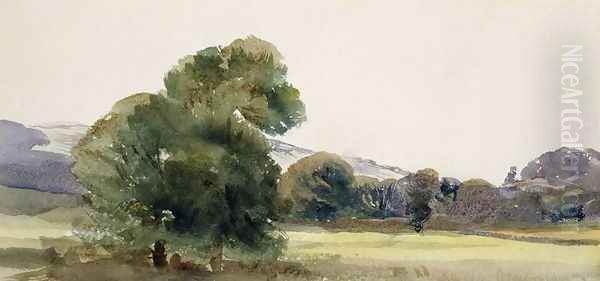 Trees in a Field Oil Painting by Peter de Wint