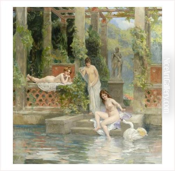 Baigneuses Et Cygne Oil Painting by Frederic Dufaux