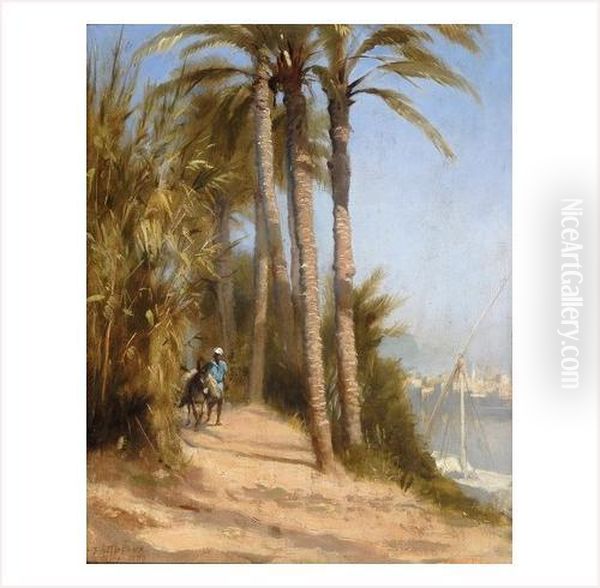 Promenade Sous Les Palmiers Oil Painting by Frederic Dufaux