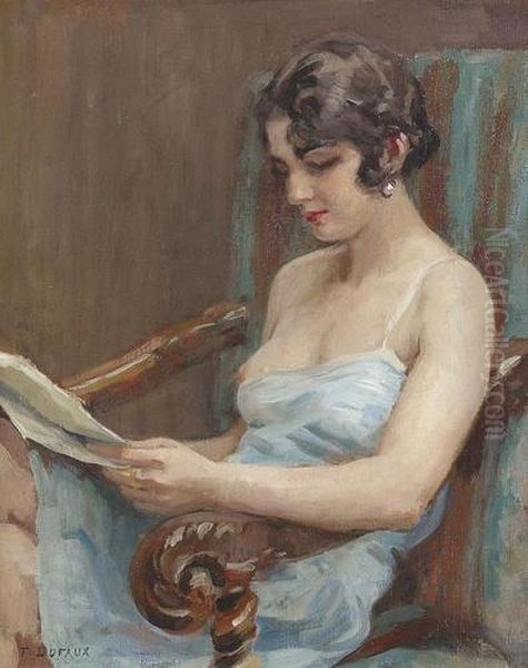 Junge Frau Beim Lesen. Oil Painting by Frederic Dufaux