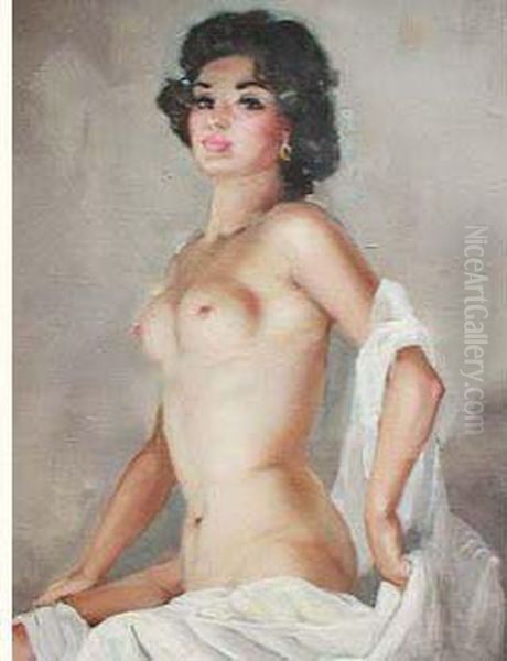 Jeune Fille Nue Au Drap Blanc Oil Painting by Frederic Dufaux