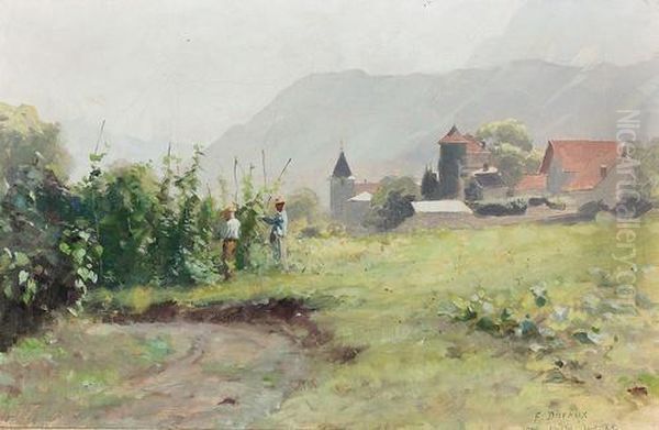 Bauern In Den Weinbergen. Oil Painting by Frederic Dufaux