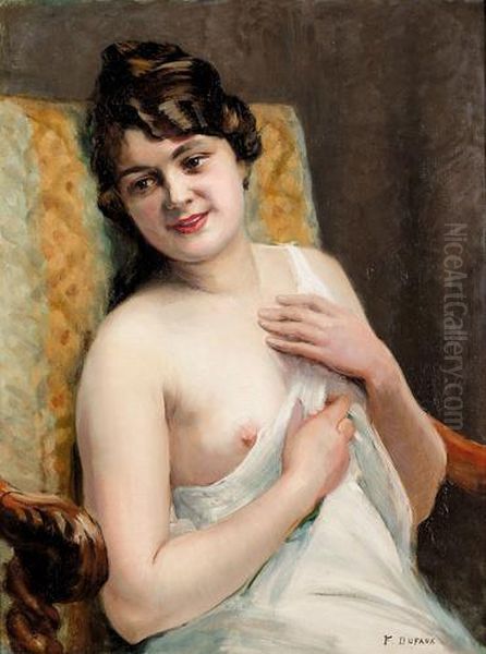 Nu Assis Dans Un Fauteuil. Oil Painting by Frederic Dufaux