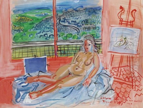 Nu Dans L'atelier De Vence Oil Painting by Raoul Dufy