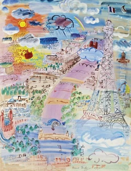 Paris Et La Tour Eiffel Oil Painting by Raoul Dufy