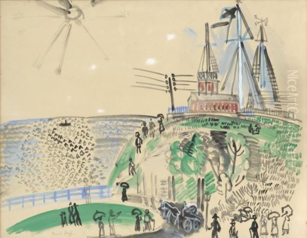 Sainte-adresse, L'eglise Au Bord De La Mer Oil Painting by Raoul Dufy